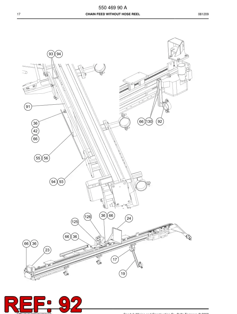55032084 550 320 84 Hose support - Sandvik Technical Drawing
