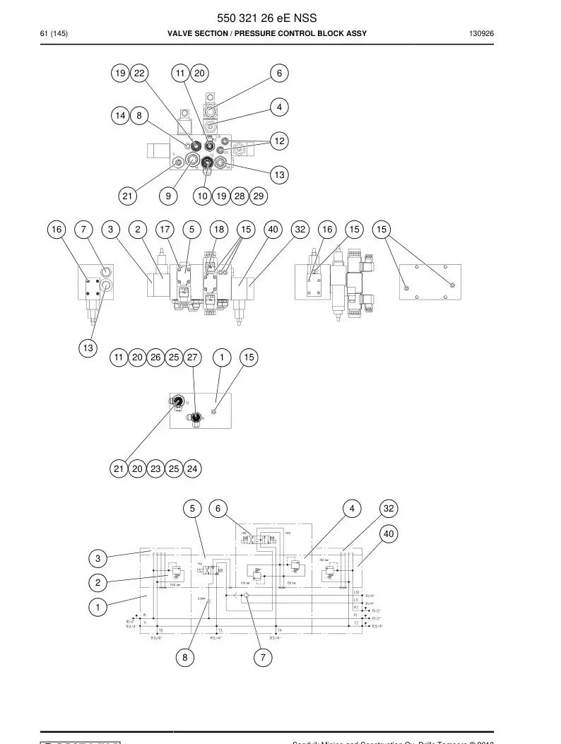 55032126e 550 321 26e Valve section - Sandvik Technical Drawing