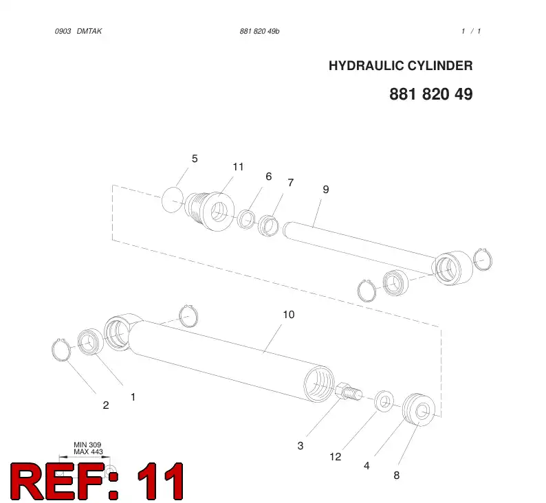 55032129 550 321 29 Cover, Cylinder - Sandvik Technical Drawing