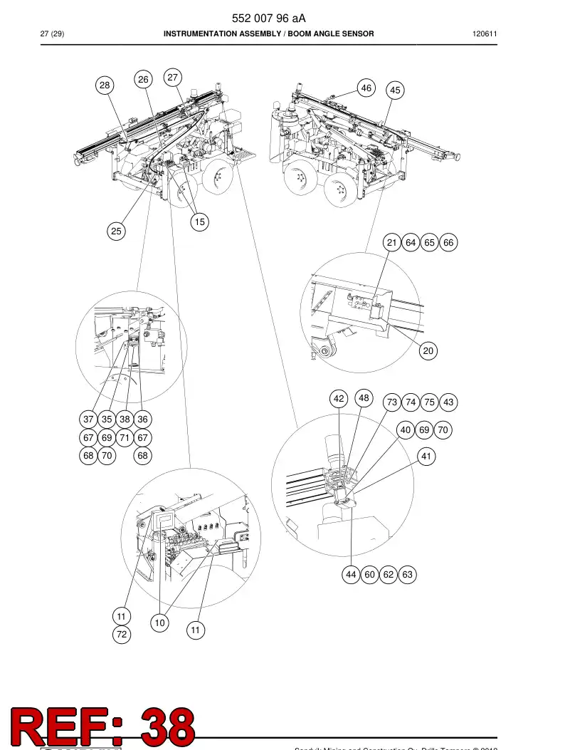 55032507 550 325 07 Lever - Sandvik Technical Drawing