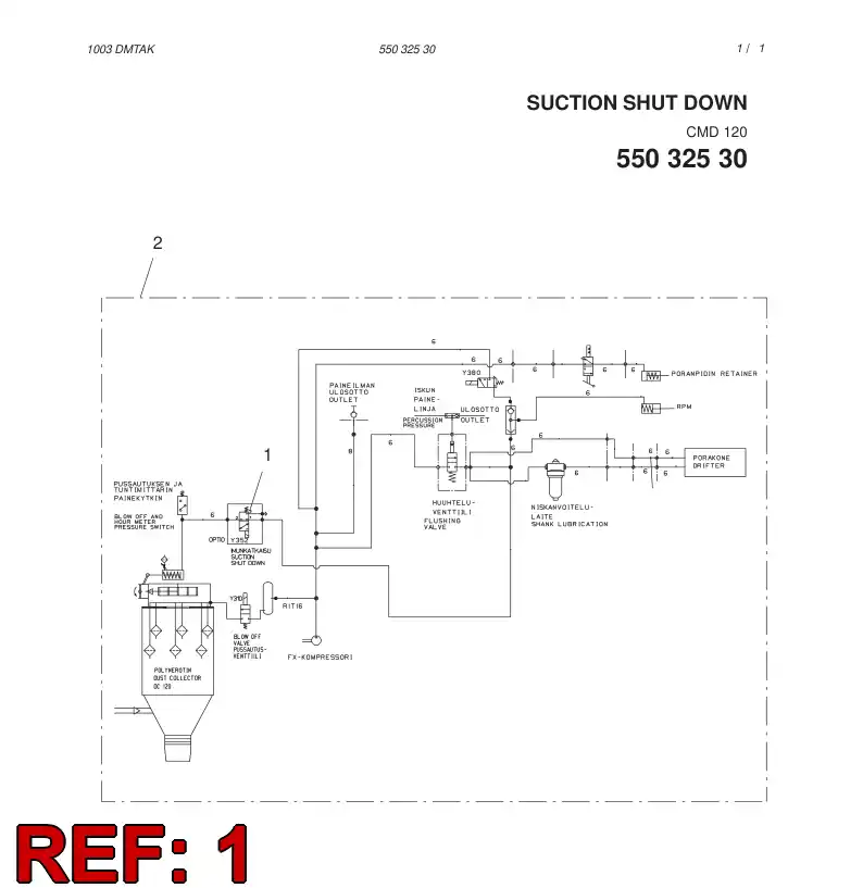 55032531 550 325 31 AIR VALVE - Sandvik Technical Drawing