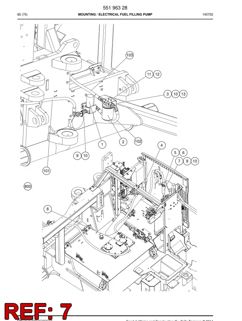 55032889a 550 328 89a Support, Hose - Sandvik Technical Drawing