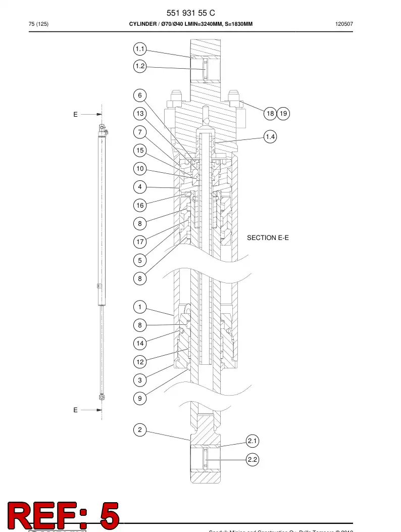 55032933a 550 329 33a PISTON - Sandvik Technical Drawing