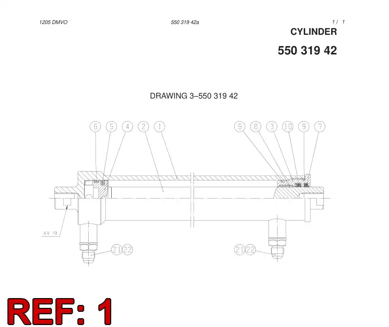 55033118 550 331 18 CYLINDER TUBE - Sandvik Technical Drawing