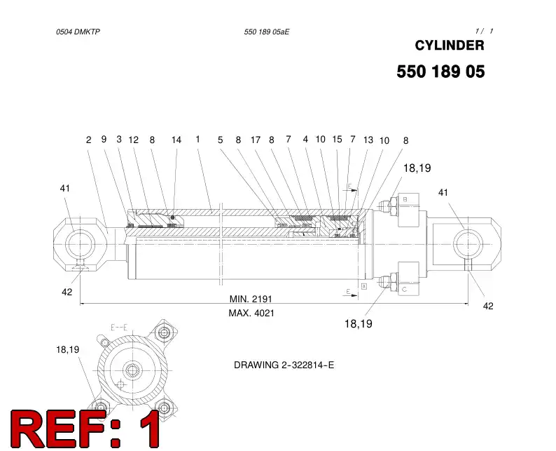 55033193 550 331 93 CYLINDER TUBE - Sandvik Technical Drawing