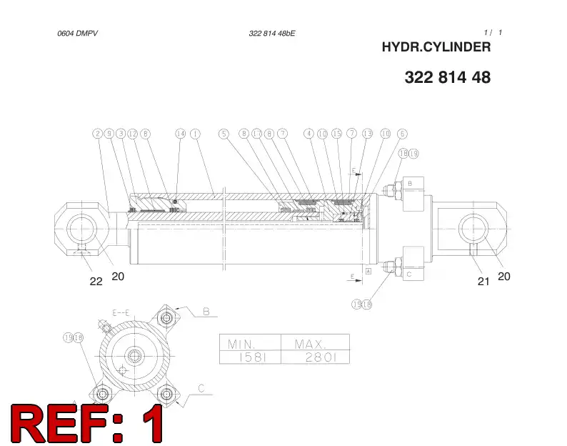 55033195 550 331 95 CYLINDER TUBE - Sandvik Technical Drawing