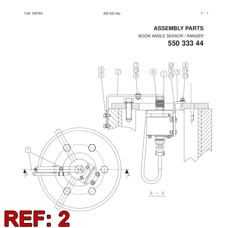 55033327 550 333 27 Lever - Sandvik Technical Drawing