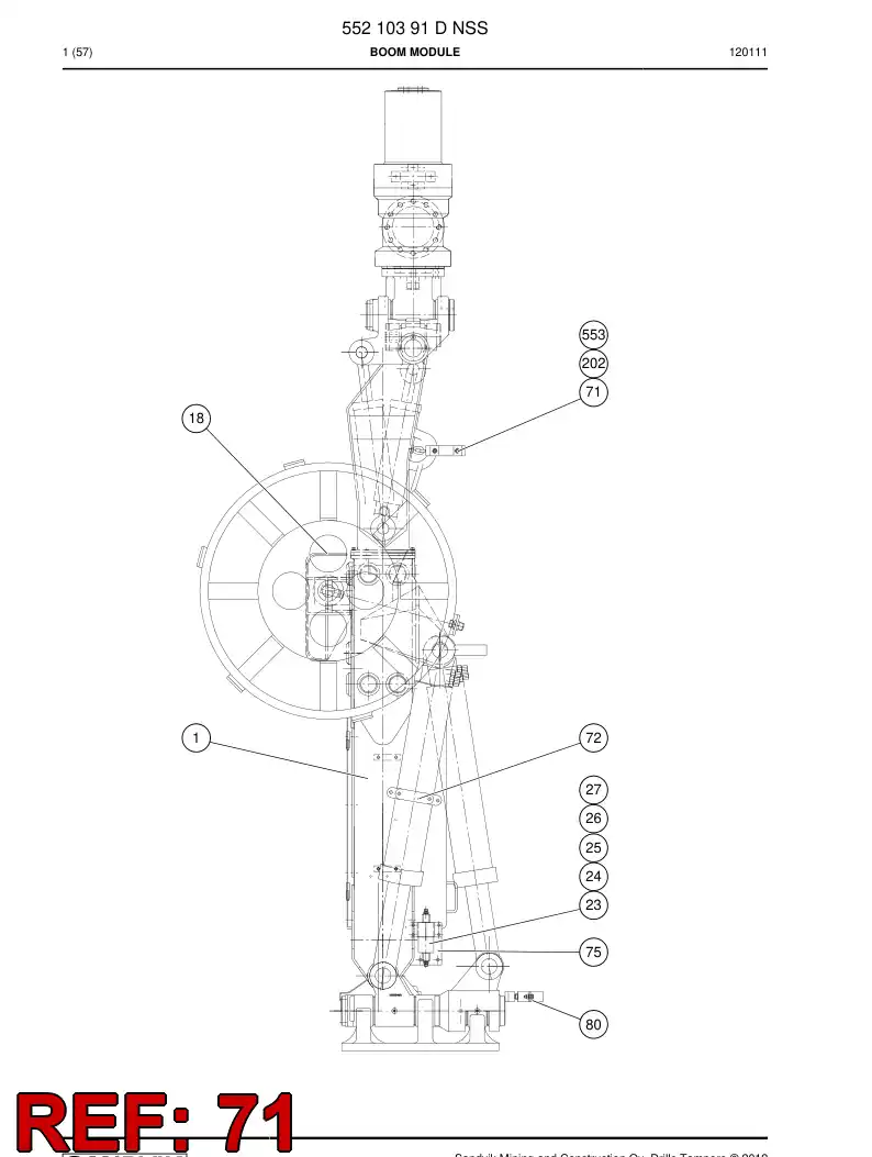 55033556a 550 335 56a Supporting block assembly - Sandvik Technical Drawing