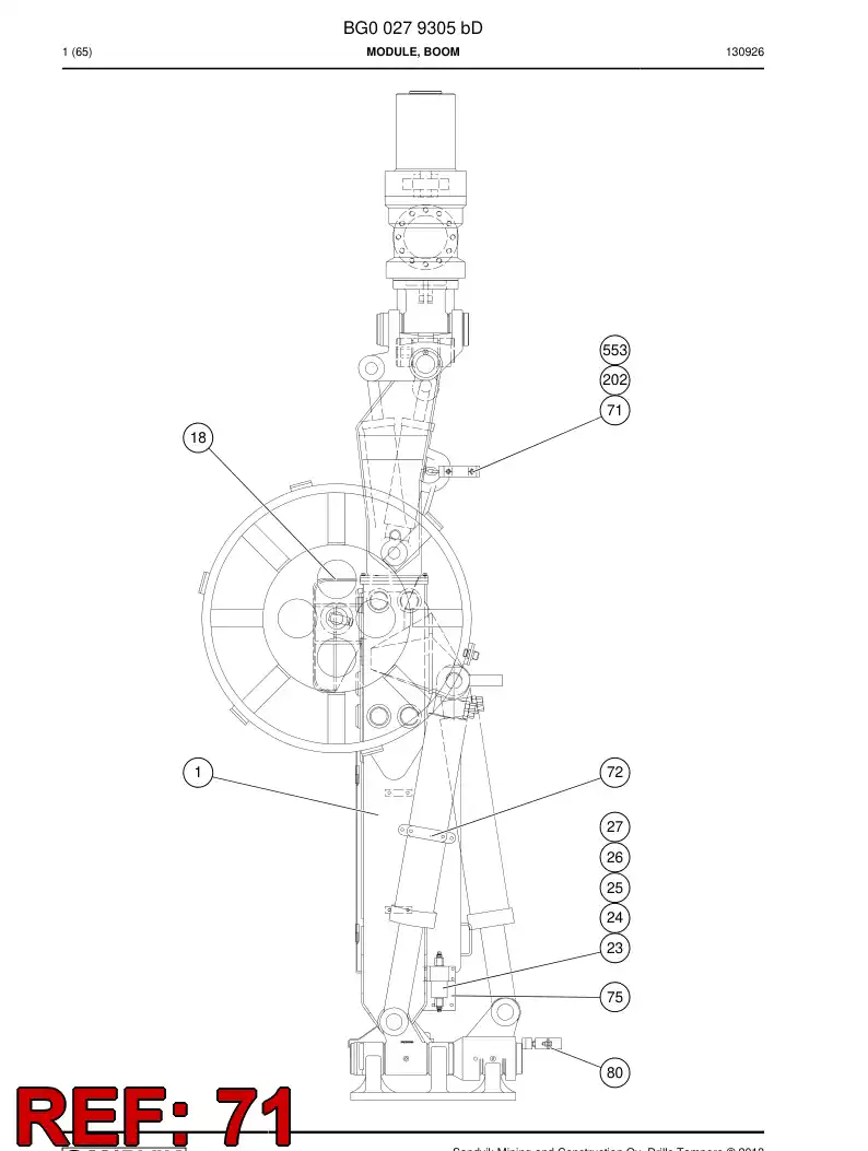 55033556b 550 335 56b Supporting block assembly - Sandvik Technical Drawing