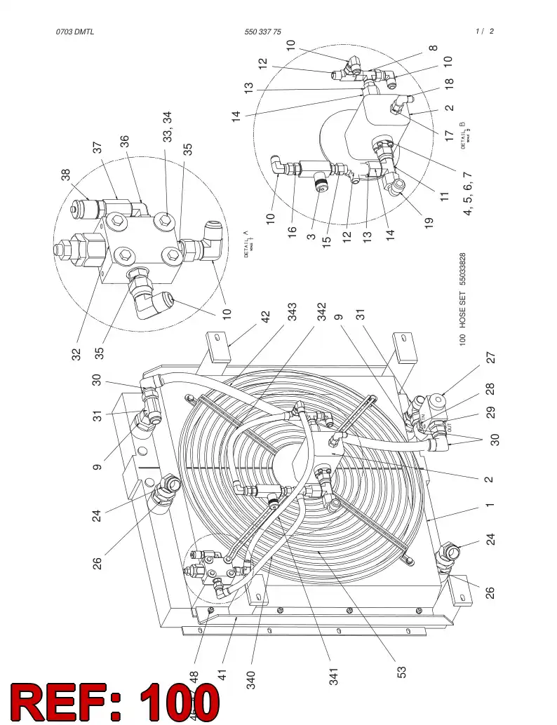 55033828 550 338 28 HOSE SET - Sandvik Technical Drawing