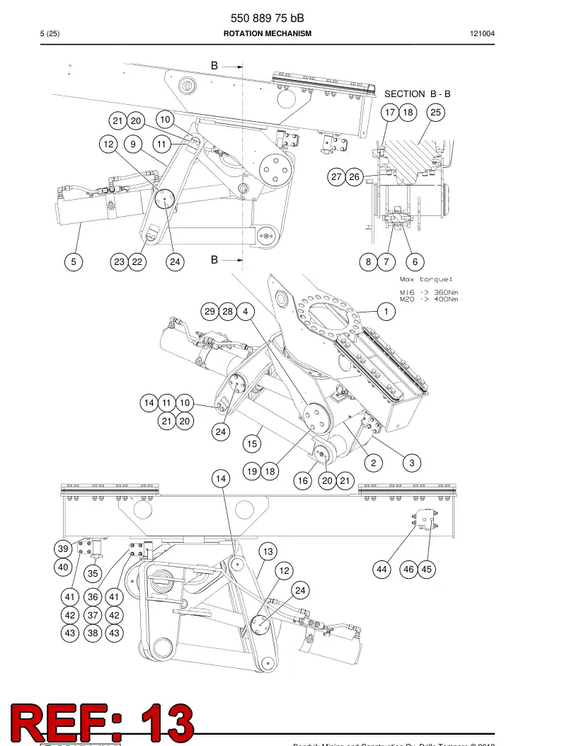 55033941a 550 339 41a Arm assembly - Sandvik Technical Drawing