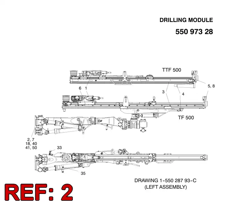 55034035 550 340 35 BOOM ASSEMBLY - Sandvik Technical Drawing