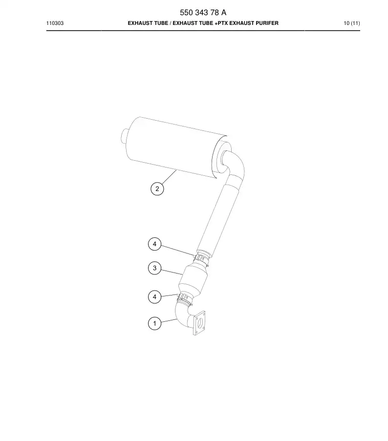 55034378 550 343 78 EXHAUST TUBE - Sandvik Technical Drawing