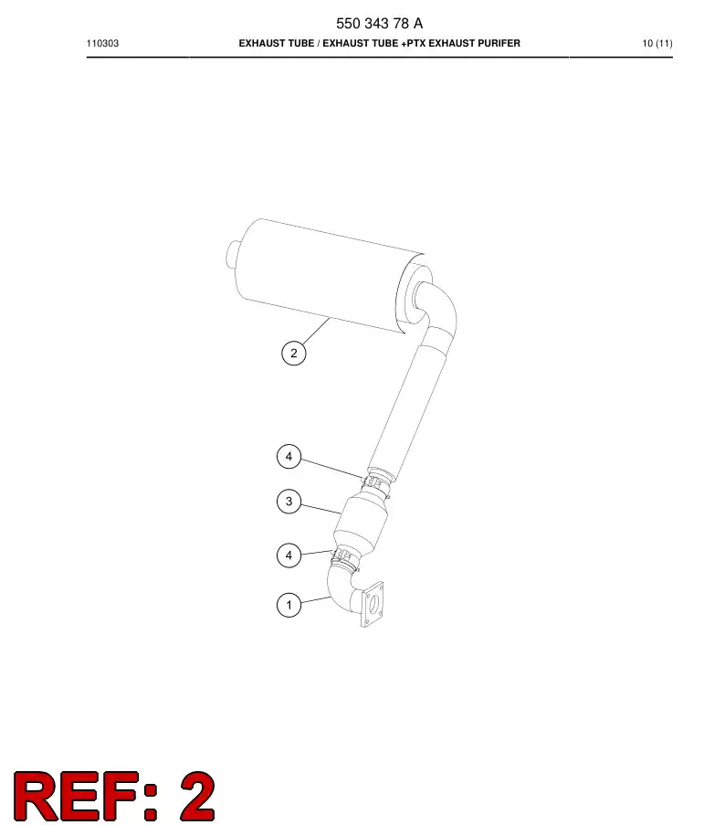 55034391 550 343 91 Exhaust pipe - Sandvik Technical Drawing