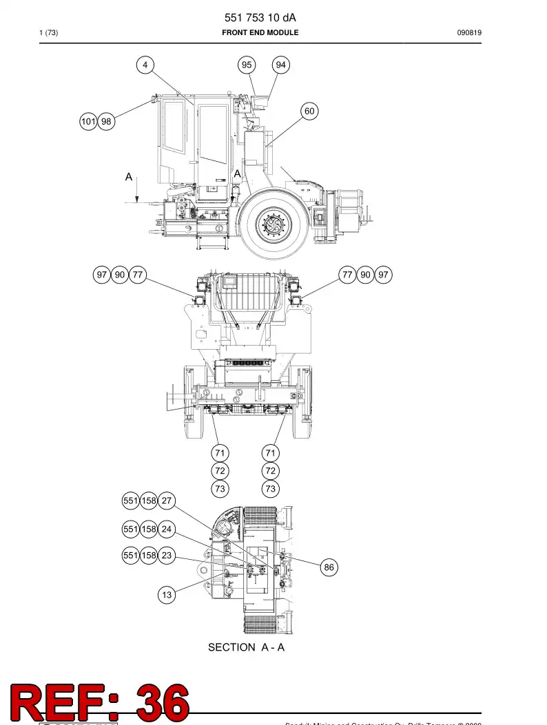 55034402 550 344 02 Supporting block - Sandvik Technical Drawing