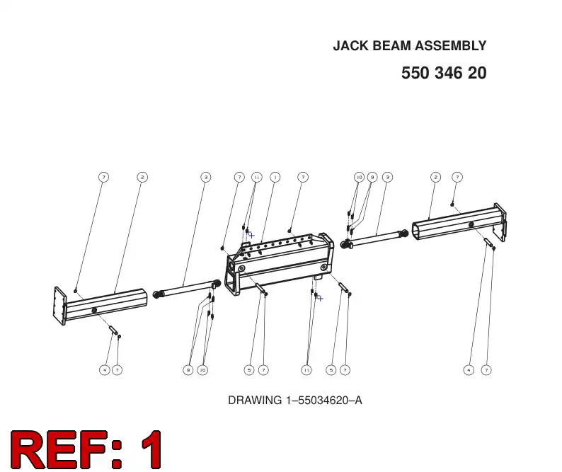 55034609 550 346 09 JACK BEAM - Sandvik Technical Drawing
