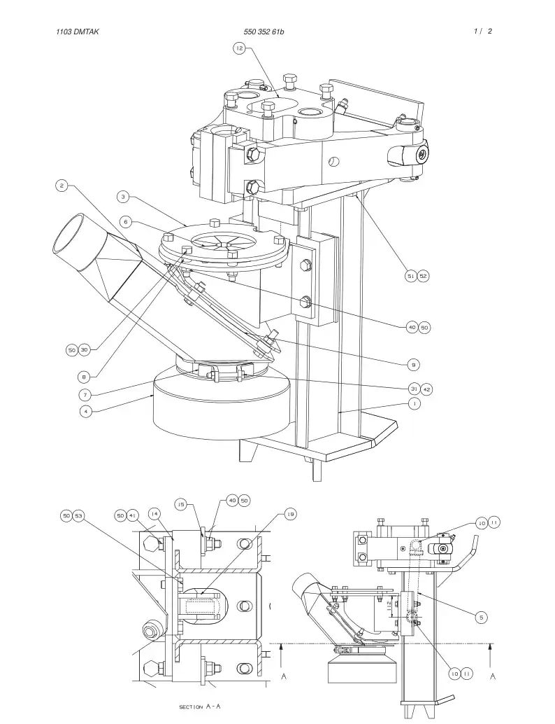 55035261b 550 352 61b SUCTION HEAD,PIN AND RETAINING - Sandvik Technical Drawing