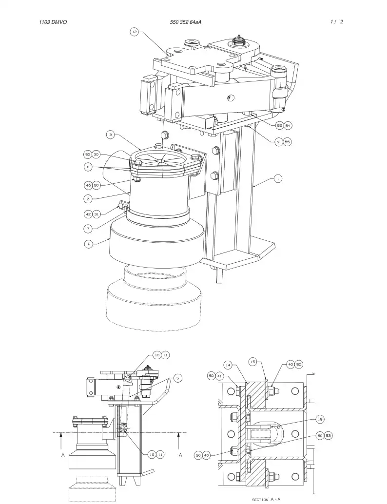 55035264aA 550 352 64aA SUCTION HEAD, PIN AND RETAININ - Sandvik Technical Drawing