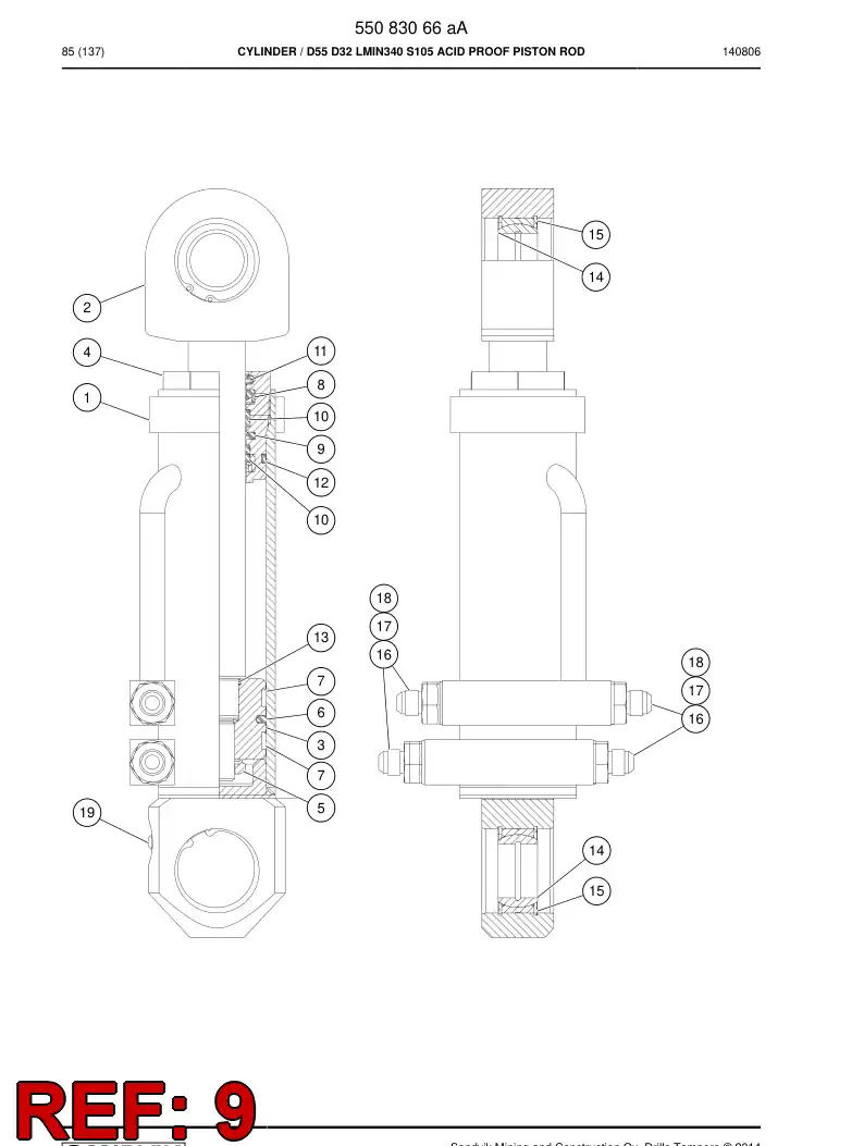 55035970a 550 359 70a SEAL DEL VSTAGO - Sandvik Technical Drawing