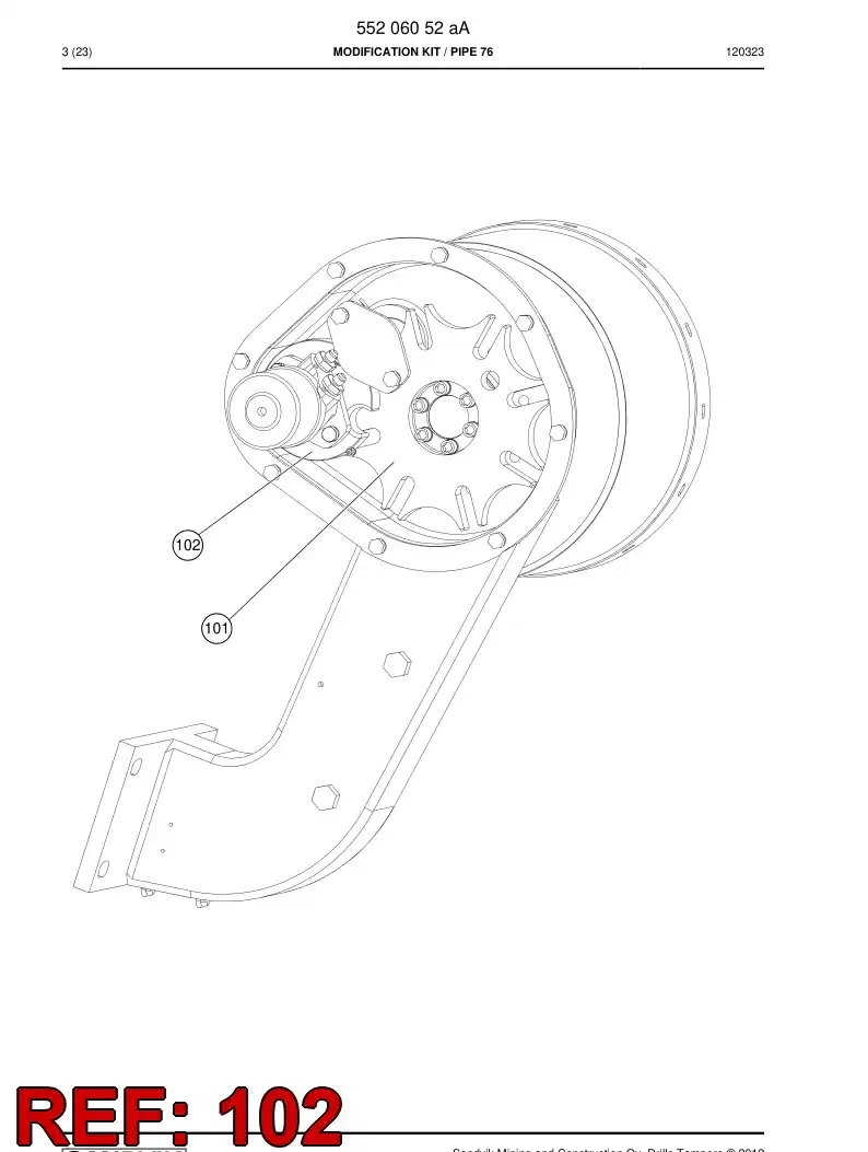 55036002a 550 360 02a Swing piece - Sandvik Technical Drawing