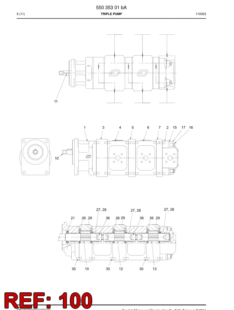 55036033a 550 360 33a Seal Kit - Sandvik Technical Drawing