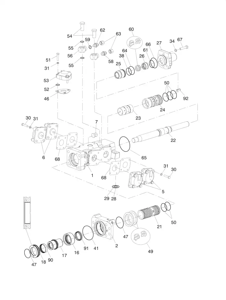 55036127df 550 361 27df HYDRAULIC ROCK DRILL HL 1560T- - Sandvik Technical Drawing