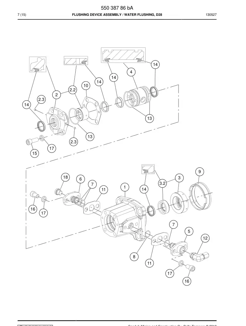 55036158b 550 361 58b Seal Kit - Sandvik Technical Drawing