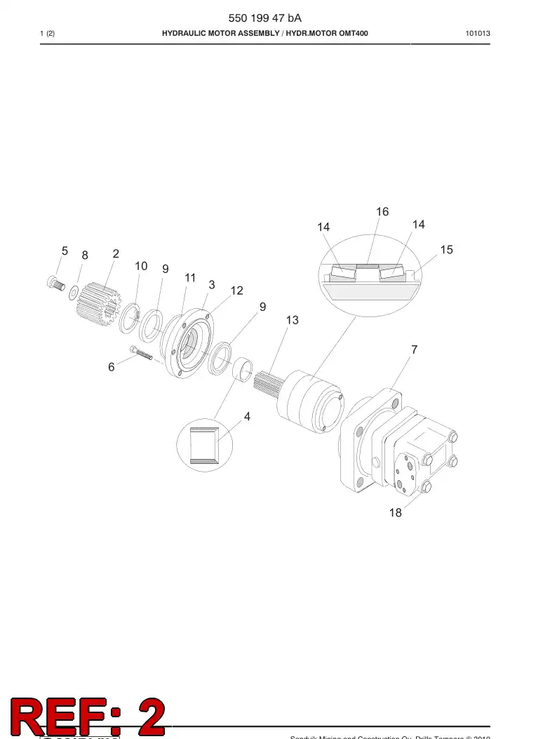 55036226 550 362 26 GEAR WHEEL - Sandvik Technical Drawing