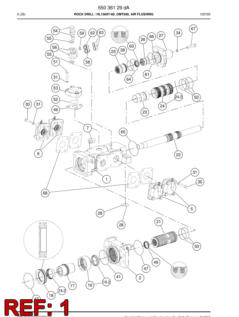 55036535a 550 365 35a Body - Sandvik Technical Drawing