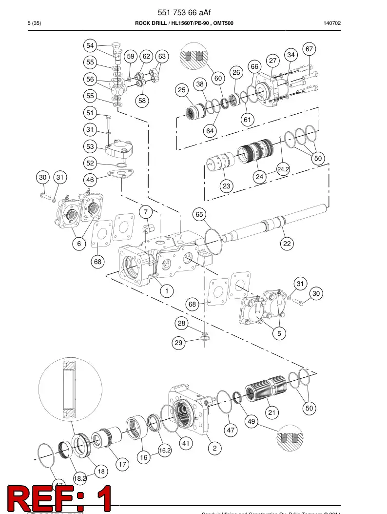 55036535b 550 365 35b Frame - Sandvik Technical Drawing
