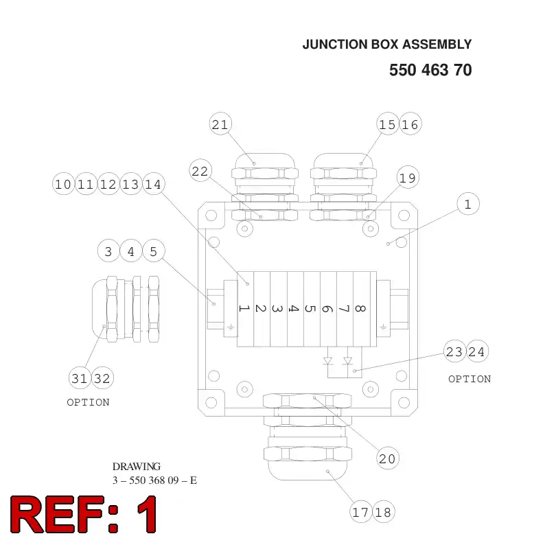 55036581 550 365 81 PLASTIC ENCLOSURE - Sandvik Technical Drawing