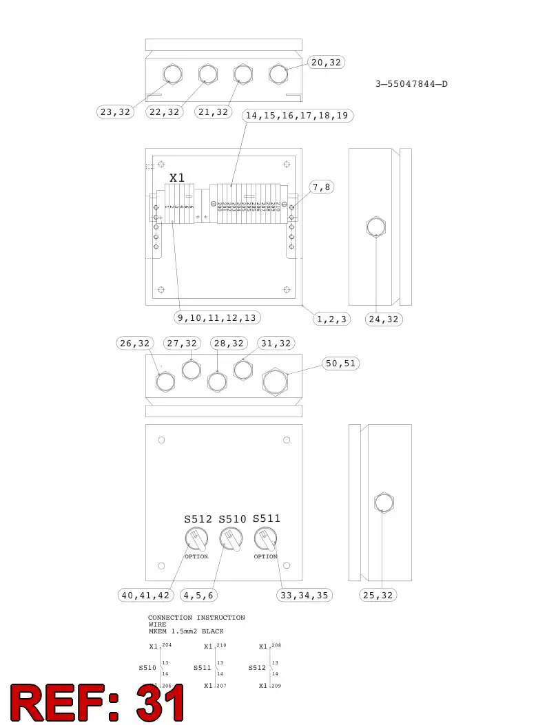 55036766 550 367 66 CABLE ENTRY - Sandvik Technical Drawing