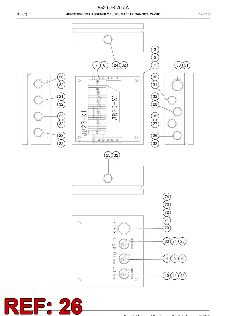 55036766a 550 367 66a Entry, Cable - Sandvik Technical Drawing