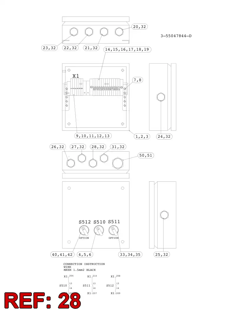 55036768 550 367 68 Entry, Cable - Sandvik Technical Drawing
