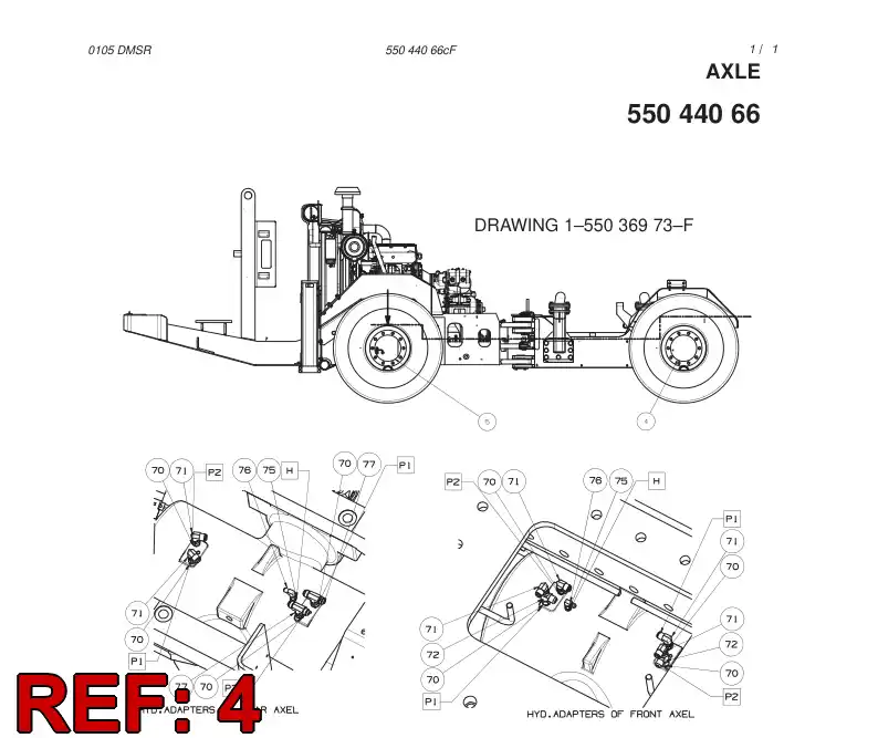 55036863 550 368 63 AXLE - Sandvik Technical Drawing