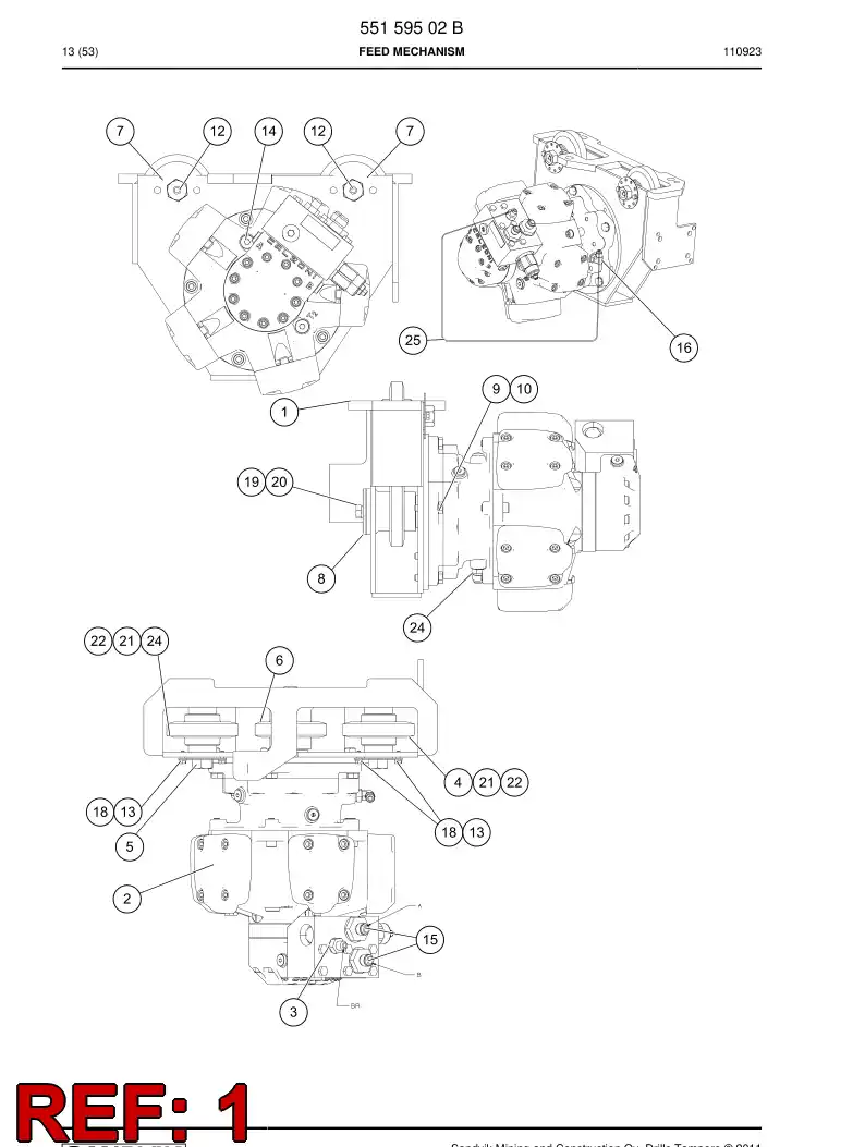 55036955a 550 369 55a FEED MECHANISM - Sandvik Technical Drawing