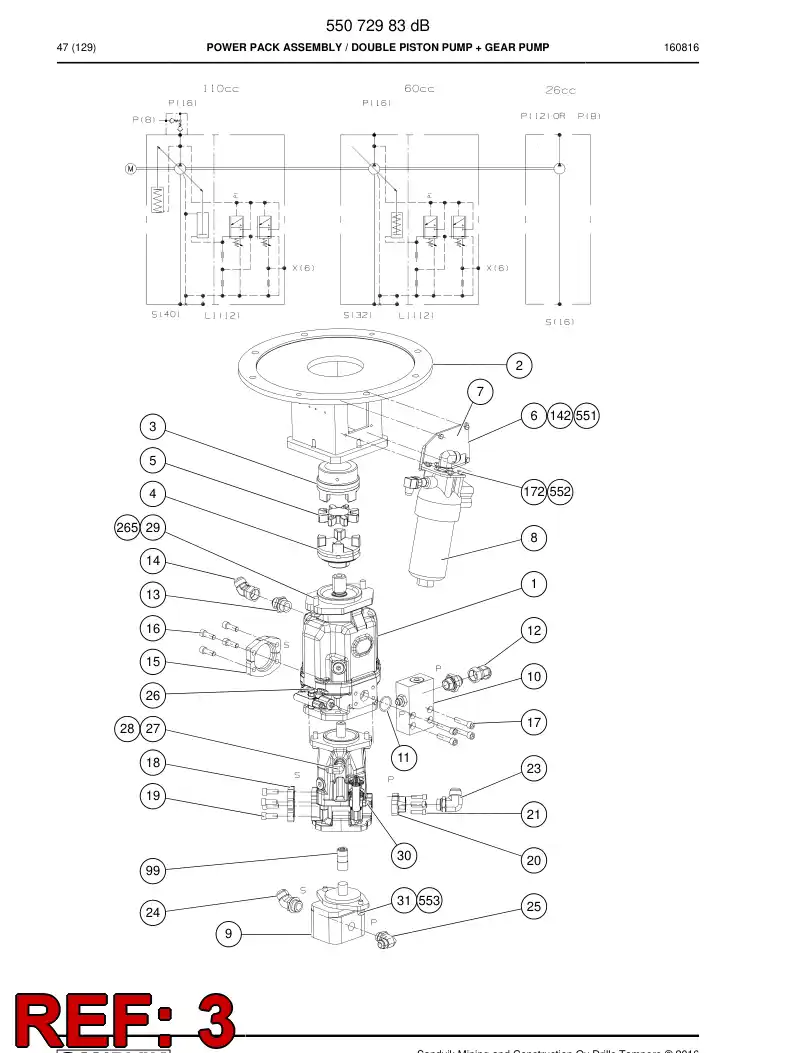 55037155 550 371 55 Clutch (half) - Sandvik Technical Drawing