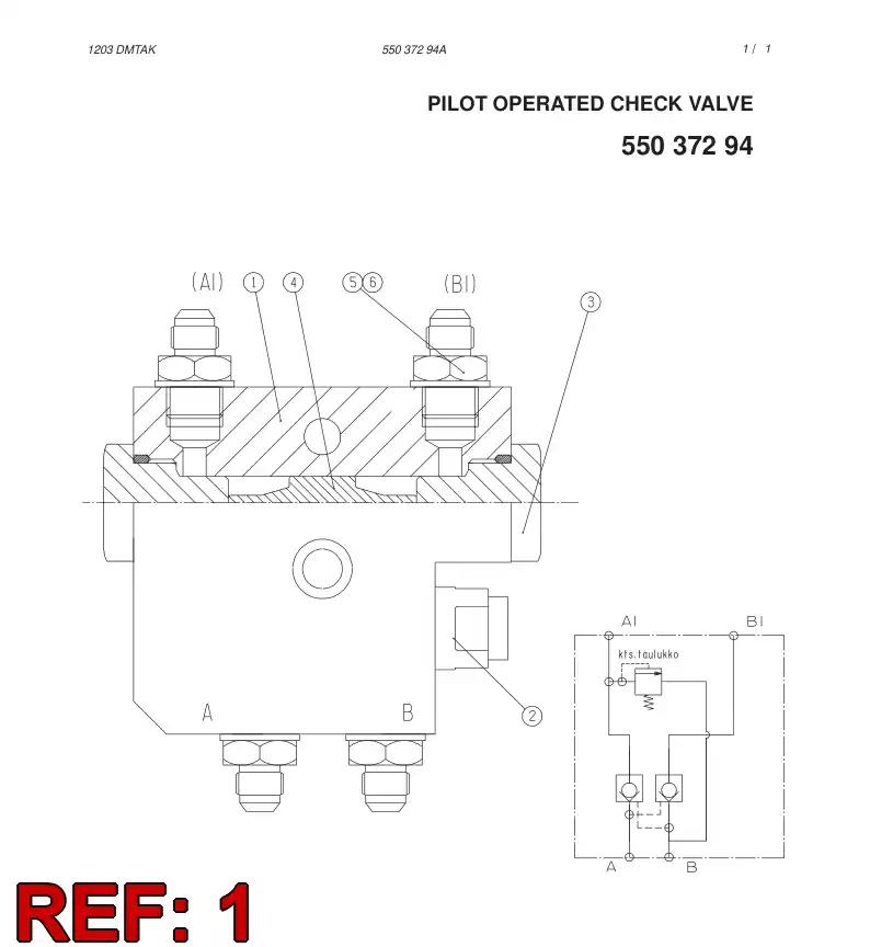 55037337 550 373 37 VALVE SECTION - Sandvik Technical Drawing