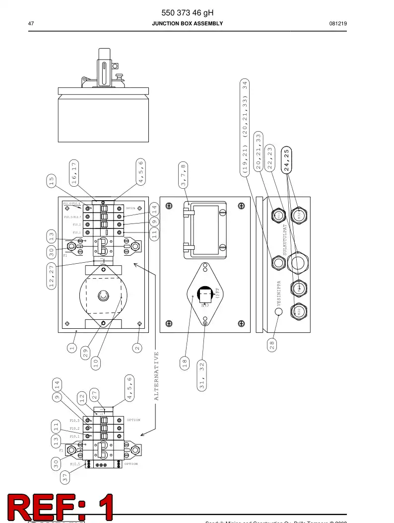 55037373c 550 373 73c Stainless steel enclosure - Sandvik Technical Drawing