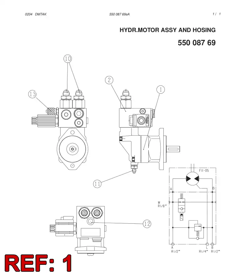 55037451 550 374 51 HYDR.MOTOR - Sandvik Technical Drawing