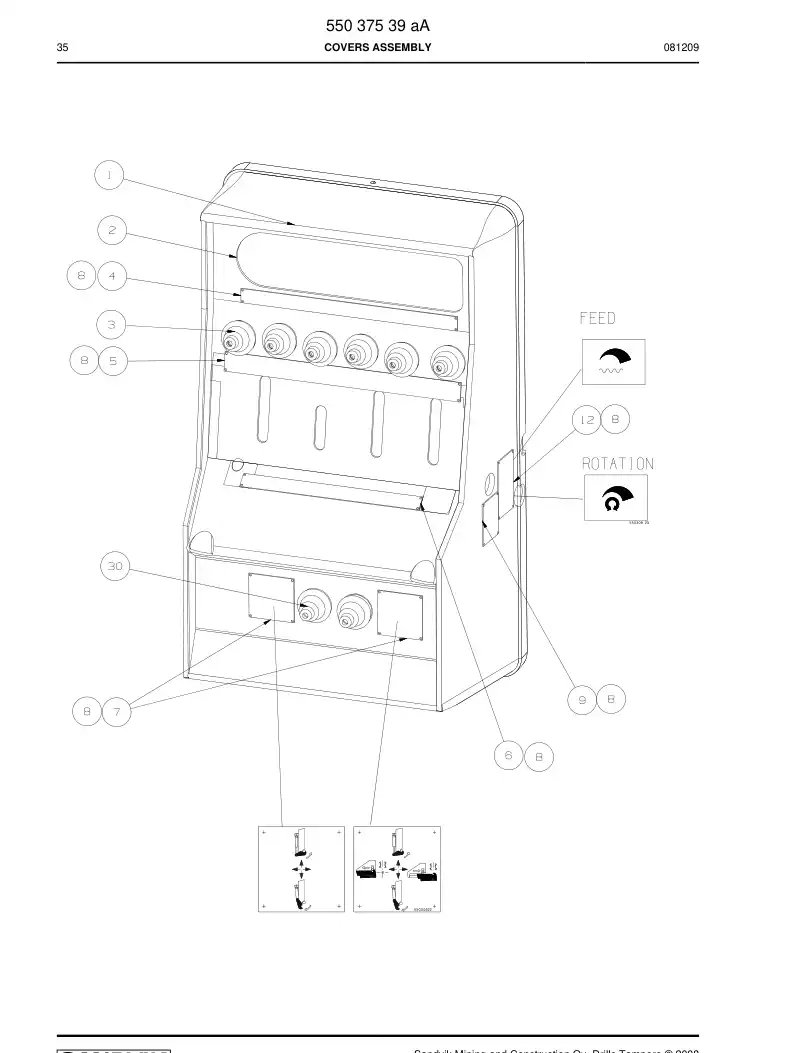 55037539a 550 375 39a COVERS ASSEMBLY - Sandvik Technical Drawing