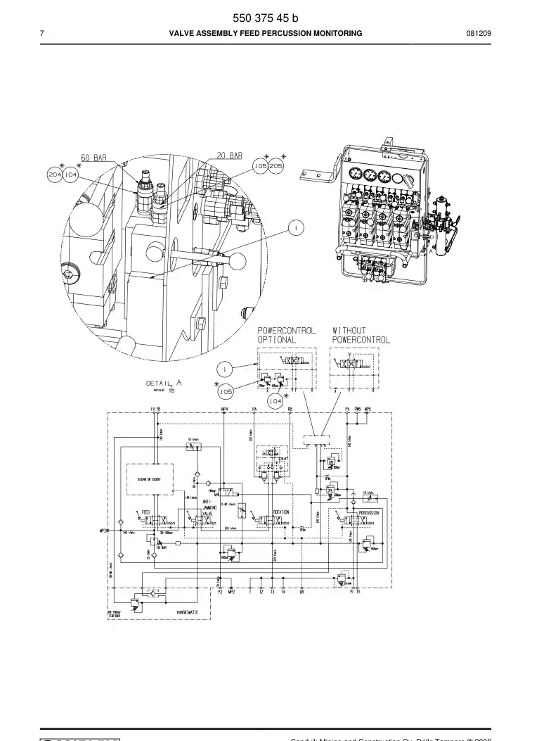 55037545b 550 375 45b VALVE ASSEMBLY - Sandvik Technical Drawing