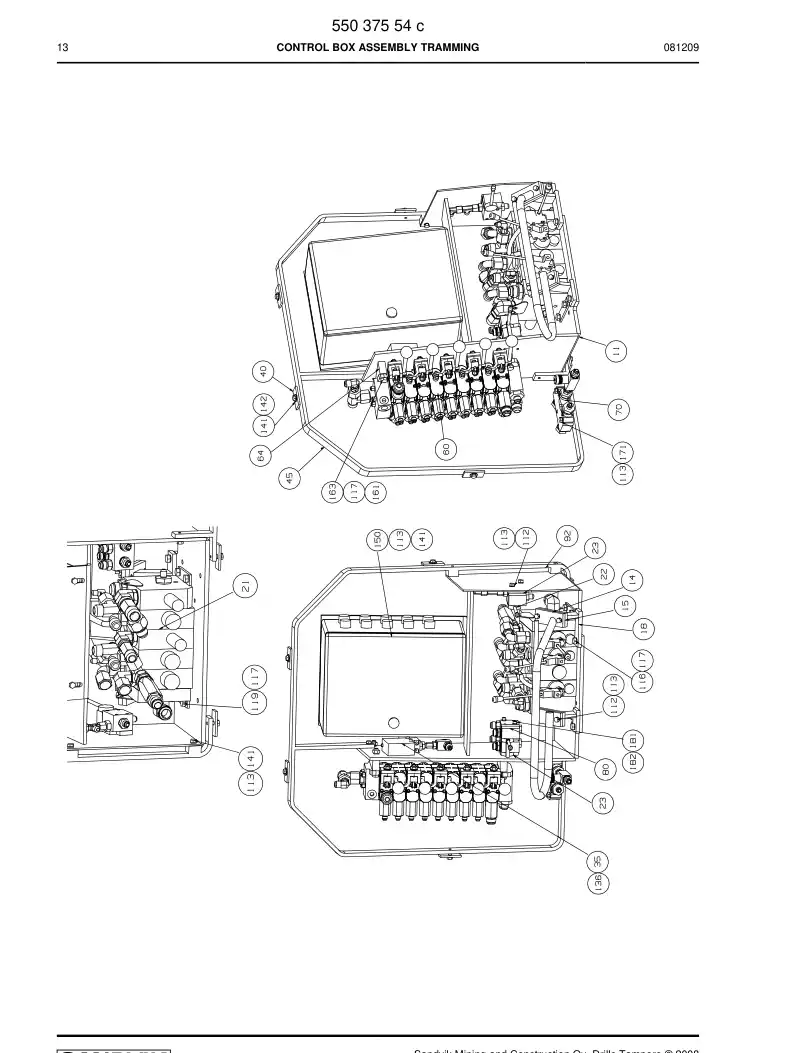 55037554c 550 375 54c CONTROL BOX ASSEMBLY - Sandvik Technical Drawing