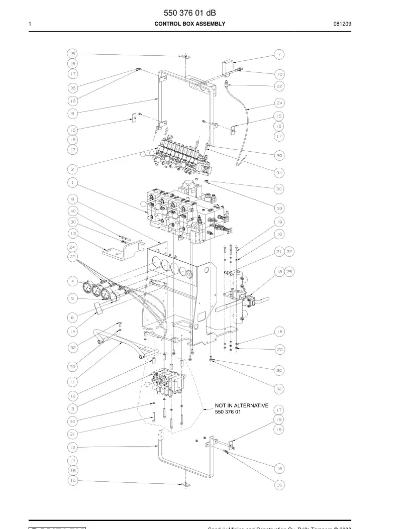 55037601d 550 376 01d CONTROL BOX ASSEMBLY - Sandvik Technical Drawing