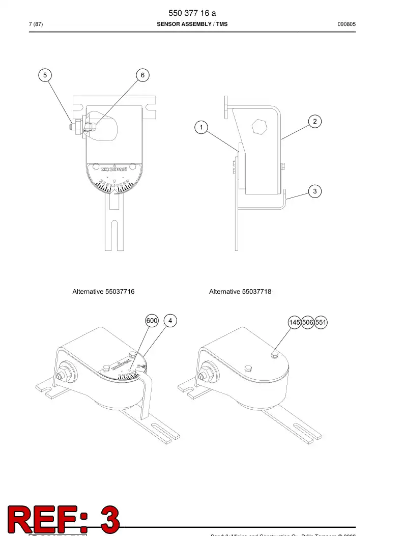 55037719 550 377 19 Plate - Sandvik Technical Drawing