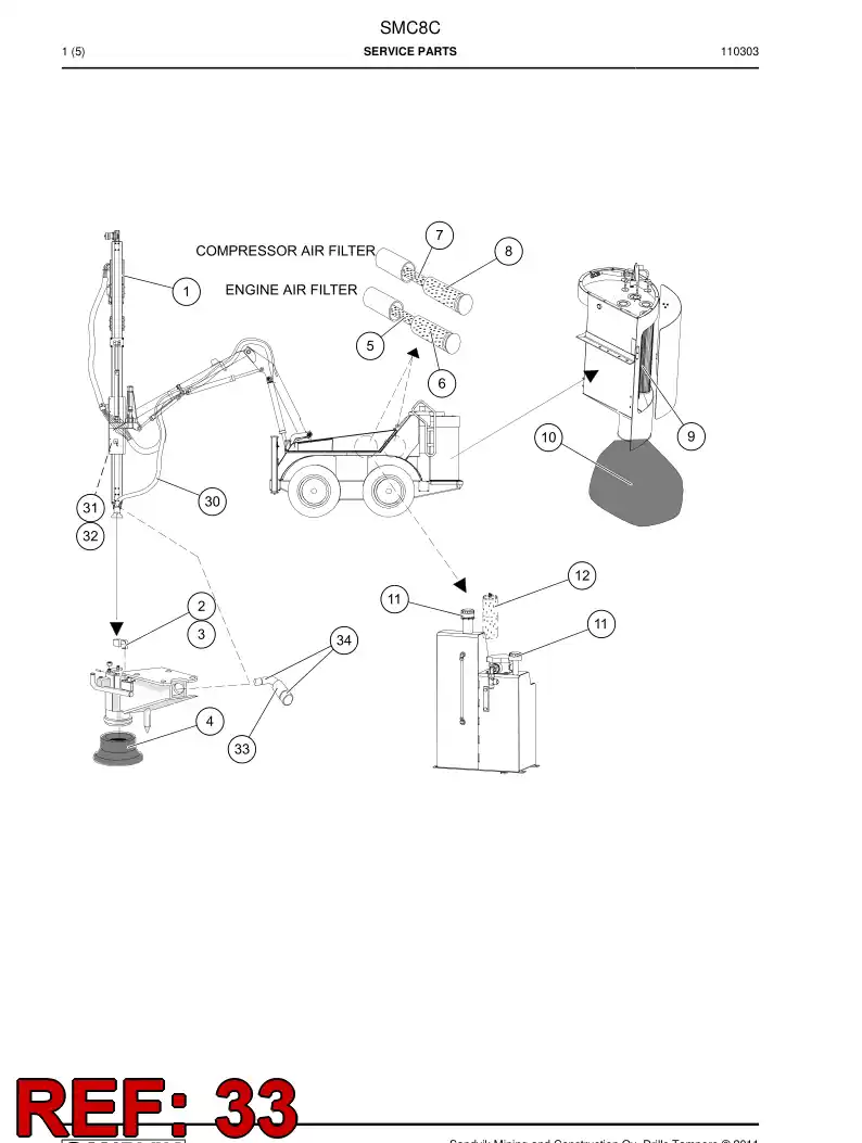 55037748 550 377 48 Pipe, Intake - Sandvik Technical Drawing