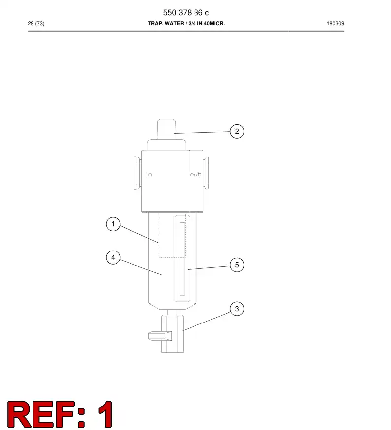 55037833a 550 378 33a ELEMENTO FILTRANTE - Sandvik Technical Drawing