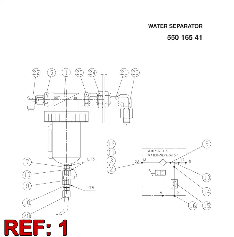 55037836 550 378 36 WATER SEPARATOR - Sandvik Technical Drawing