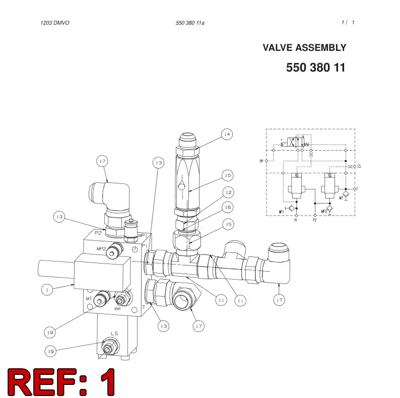 55037930 550 379 30 VALVE UNIT - Sandvik Technical Drawing