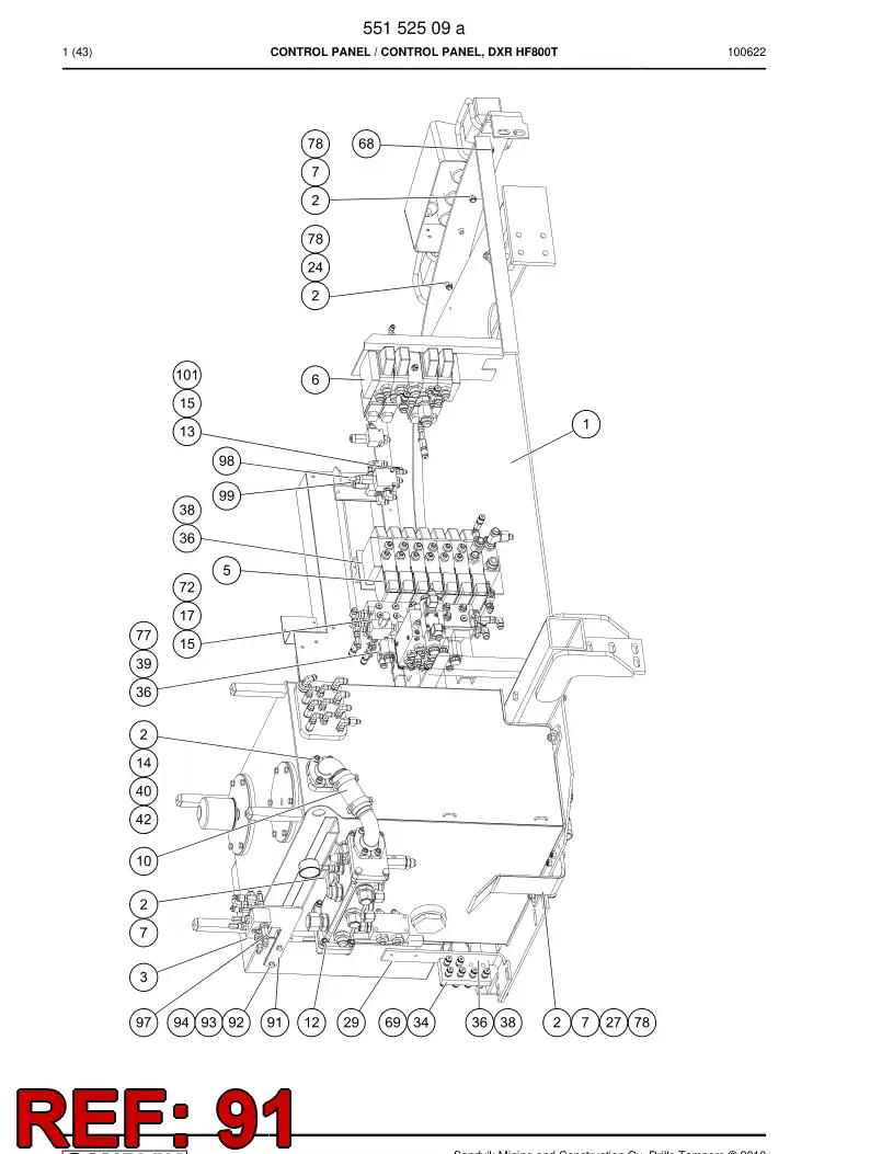 55038037 550 380 37 Supporting block - Sandvik Technical Drawing